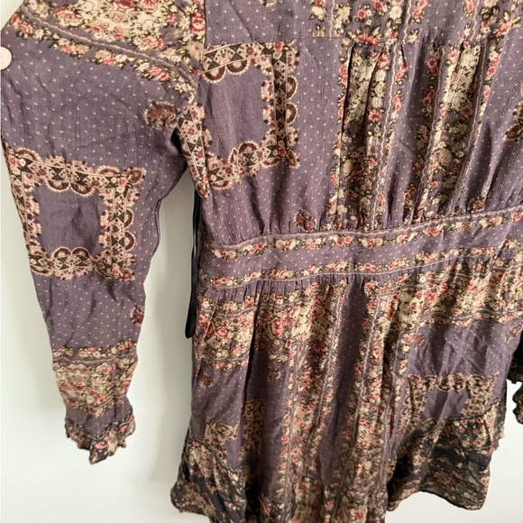 Anthropologie Free People Dark Floral Tie-Neck Dress - Picture 6 of 8